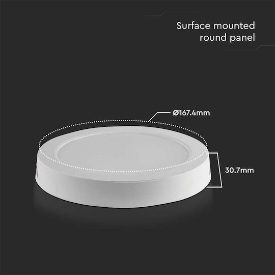 V-TAC Στρογγυλό Εξωτερικό LED Panel 12W με Θερμό Λευκό Φως 3000K 16.74εκ.