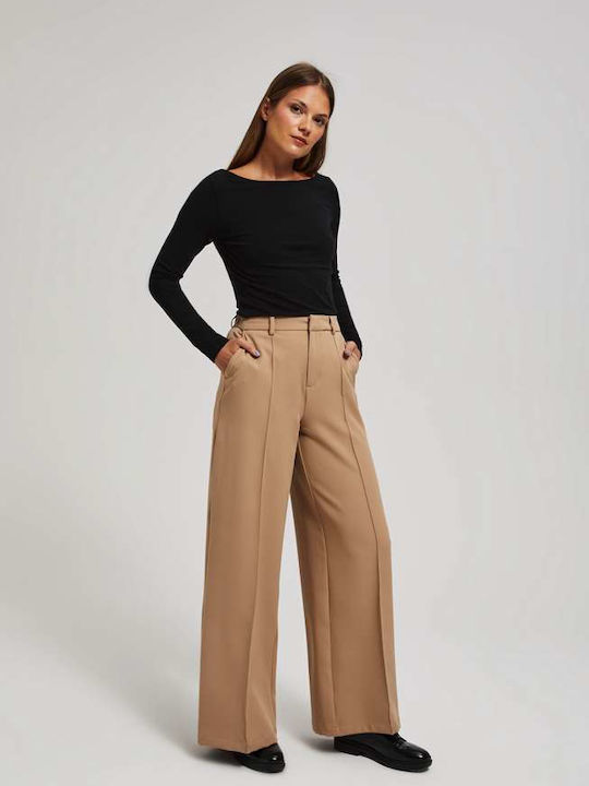 Make your image Women's Fabric Trousers Beige