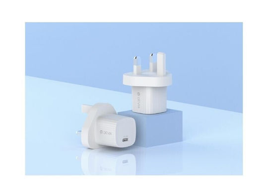 Devia Φορτιστής Χωρίς Καλώδιο με Θύρα USB-C 20W Power Delivery Λευκός (DVCH-354861)