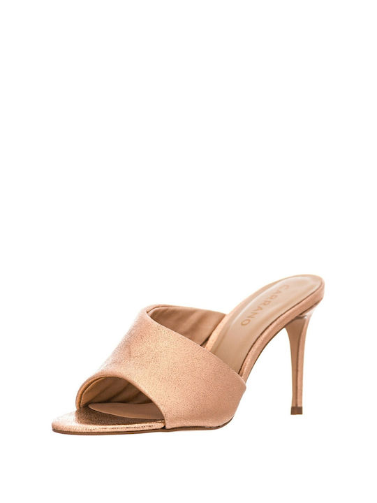 Carrano Thin Heel Leather Mules Pink