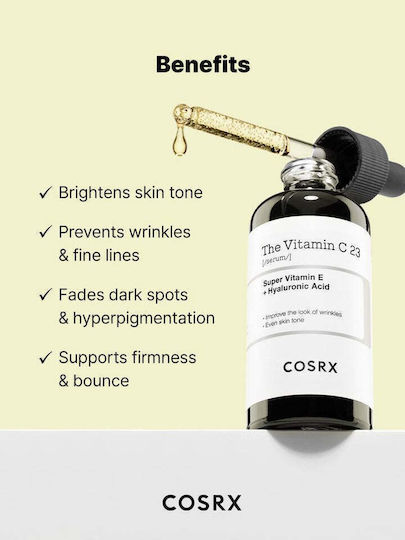 Cosrx The Vitamin C 23 Ενυδατικό & Αντιγηραντικό Serum Προσώπου με Βιταμίνη C & Βιταμίνη E για Αποτοξίνωση & Λάμψη 20ml