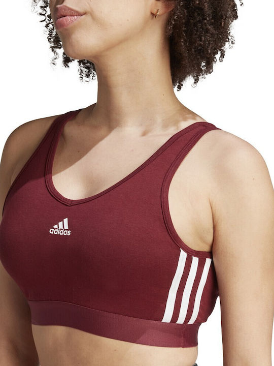 Essentials 3stripes Crop Top Женско Сутиен Червен с Подплата