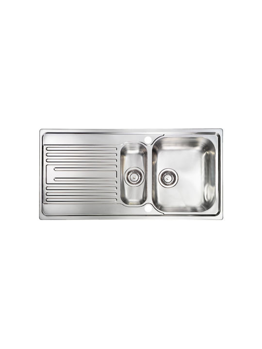 Sanitec Atlantic Drop-In Sink Left Inox Satin W100xD50cm Silver