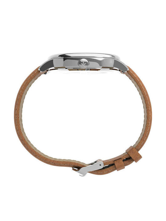 Timex Chicago Ανδρικό Ρολόι 45mm Μπαταρίας με Καφέ Δερμάτινο Λουράκι