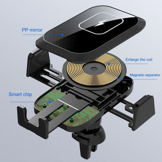 Car Mobile Mount with Clip-Peg and Wireless Charging Black
