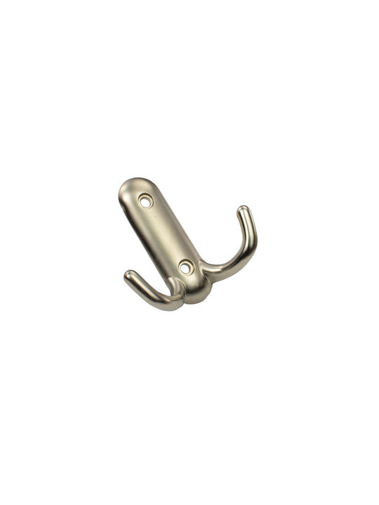 Viobrass Metal Wall Hanger with 2 Slots Silver 6x2.5x6cm 1pc