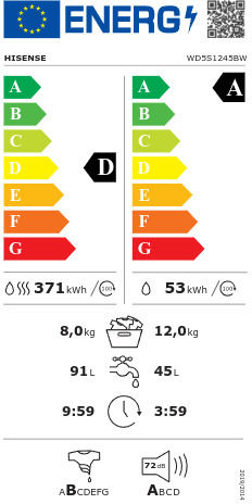 Hisense Mașină de spălat cu uscător 12kg/8kg Cu aburi 1400 Rotiri cu Wi-Fi