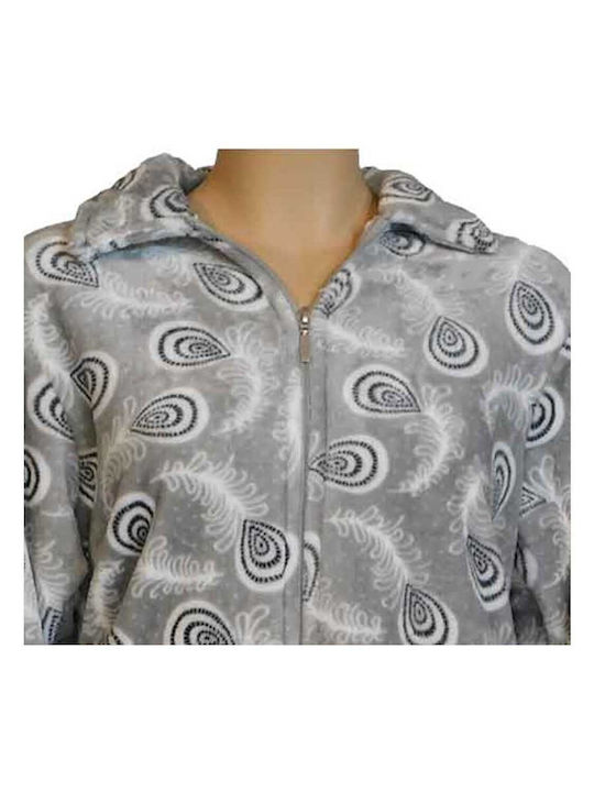 Koyote Winter Women's Fleece Robe Grey Patterned