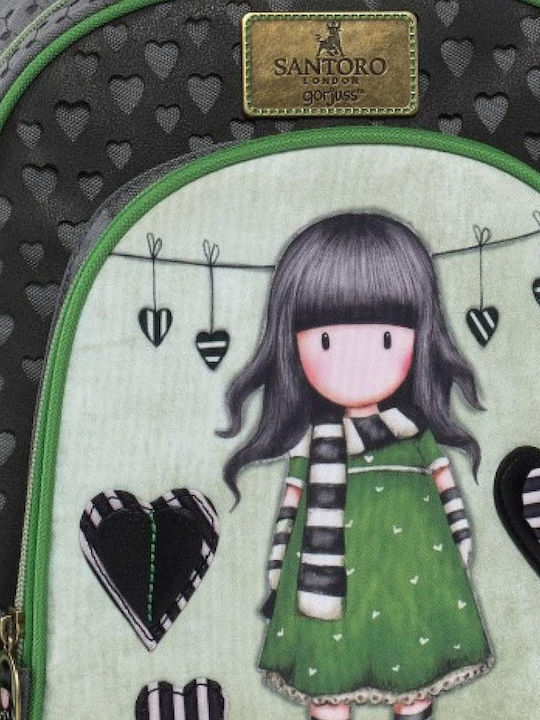 Santoro Gorjuss The Scarf School Bag Backpack Kindergarten Green with Water Bottle Holder