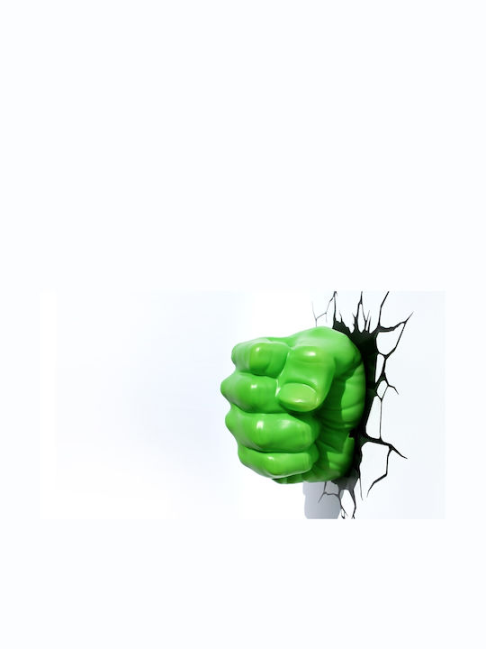 3DLightFX Led Plastic Kids Wall Light Hulk Green