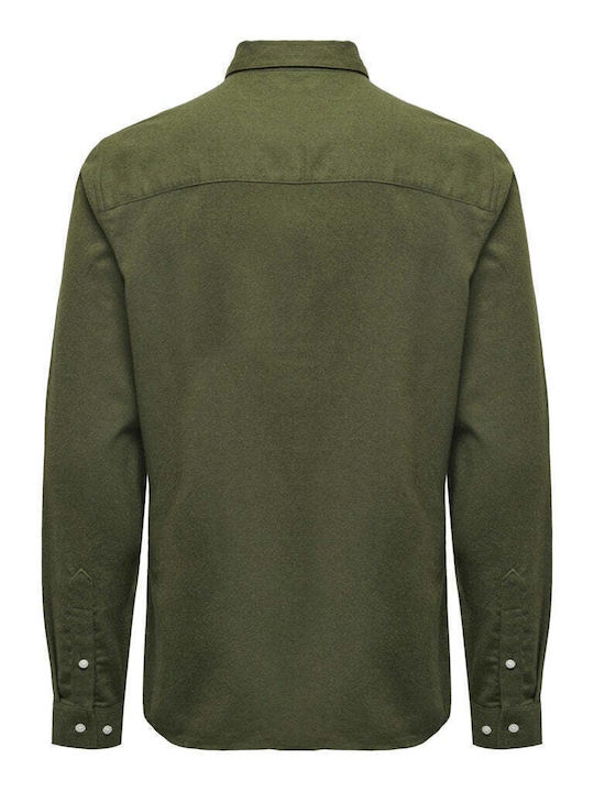 Long-sleeved Cotton Shirt FOREST NIGHT