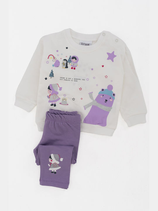 Trax Kinder Set mit Leggings Winter 3Stück Ecru