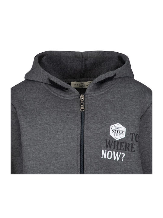 Παιδική Ζακέτα Φούτερ Fleece με Κουκούλα Γκρι