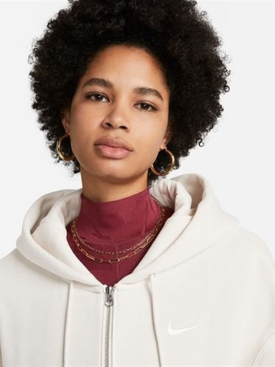 Nike Phoenix Lungă Jachetă Hanorac pentru Femei Cu glugă Albă