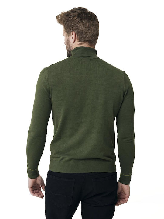 Mexx Herren Langarm-Pullover Rollkragen Grün