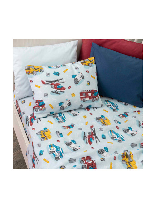 Borea Πυροσβεστική Set Baby Bettwäsche Für Krippe Flanell Ciell 120x160cm 3Stück