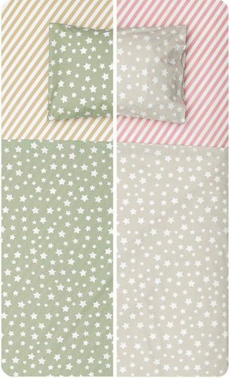 Borea Jingle Baby Sheets Set Crib Cotton Olive Green 120x160cm 3pcs