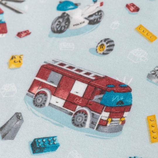 Borea Fire Brigade Baby Sheets Set Crib Flannel Sky Blue Light Blue 120x160cm 3pcs
