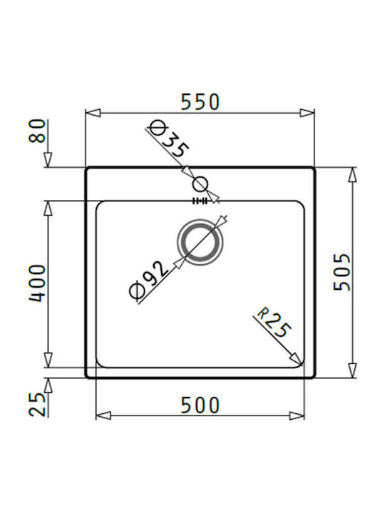 Maidtec Inset Ledge 101061401 Drop-In Sink Inox Satin W55xD50.5cm Silver