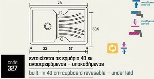 Sanitec Classic Ένθετος Νεροχύτης από Συνθετικό Γρανίτη Μ78xΠ50cm Granite Sand