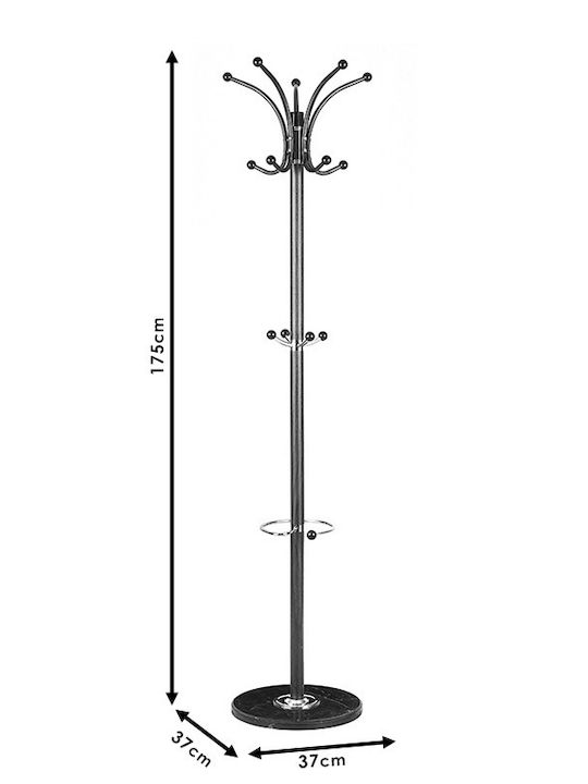 Pakketo Metallic Coat Rack Black Nicolo 37x37x175cm