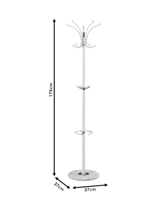 Pakketo Metallic Coat Rack White Nicolo 37x37x175cm