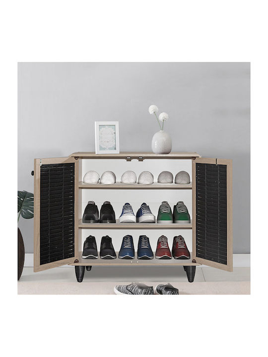 Ronan Wooden Shoe Organizer with 3 Shelves Beige 70.5x35x66cm