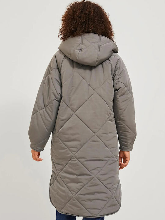 Jack & Jones Women's Long Puffer Jacket for Winter Morel Gray