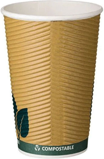 Tessera Green Leaf Biodegradable Disposable Cup Paper Double Wall Green 420ml 25pcs