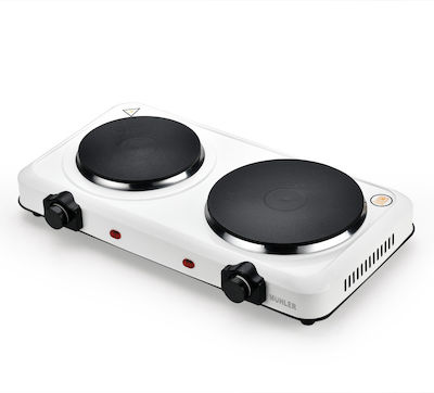 Muhler Enamel Countertop Double Burner White