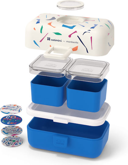 Monbento Δοχείο Φαγητού Πλαστικό Blue Terrazzo με Χωρίσματα 800ml