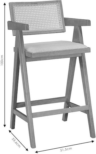 Табуретка Бар с гръбнак Дърво Winslow Ядки 51.5x53.6x100бр