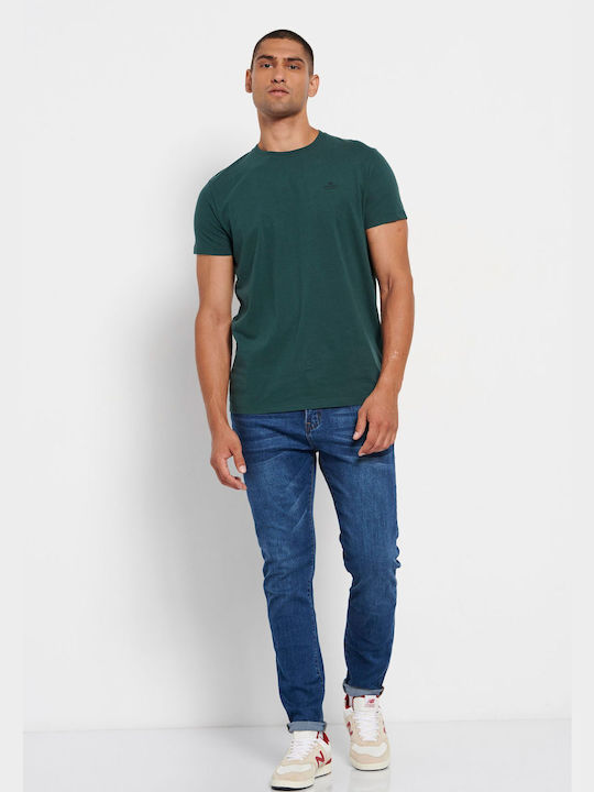 Funky Buddha T-shirt Bărbătesc cu Mânecă Scurtă Deep Teal Khaki