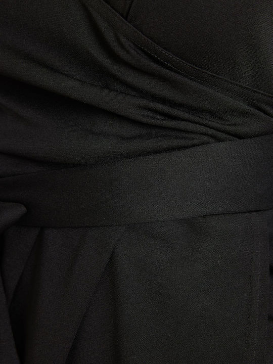 Funky Buddha Καλοκαιρινό Mini Φόρεμα Κρουαζέ Μαύρο