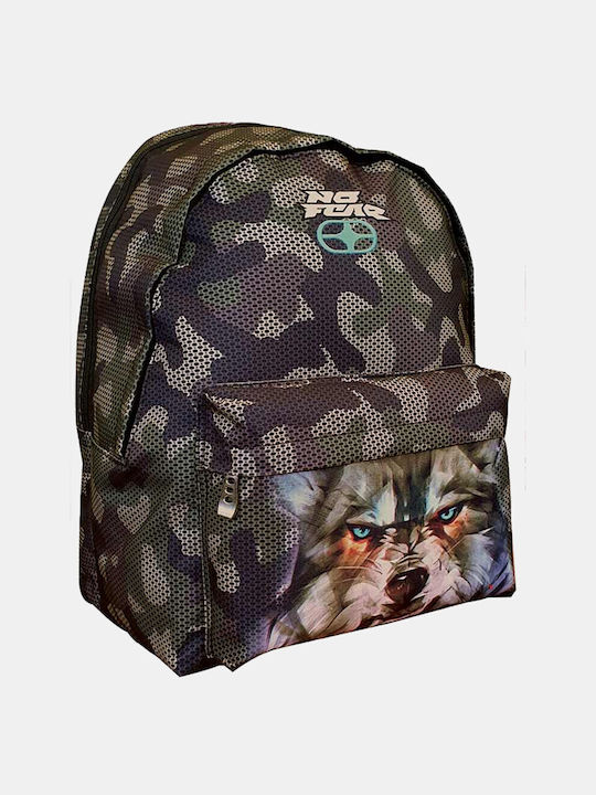 No Fear Army Wolf School Bag Backpack Junior High-High School Multicolored