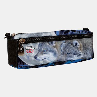 No Fear Moonlight Wolves Pencil Case Barrel with 2 Compartments Gray