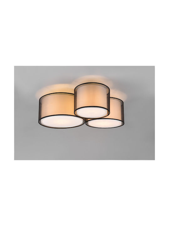 Trio Lighting Burton Πλαφονιέρα Οροφής 65εκ. Μαύρη με Ντουί E27