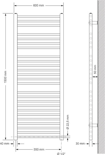 ECD Germany Electric Towel Rail 1200W 150x60cm Gray