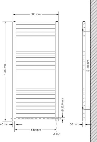 ECD Germany Handtuchhalter Badezimmerheizkörper 600x1200 Weiß