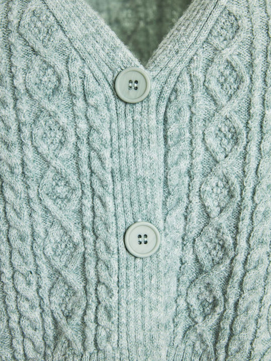 Funky Buddha Short Women's Knitted Cardigan with Buttons Green