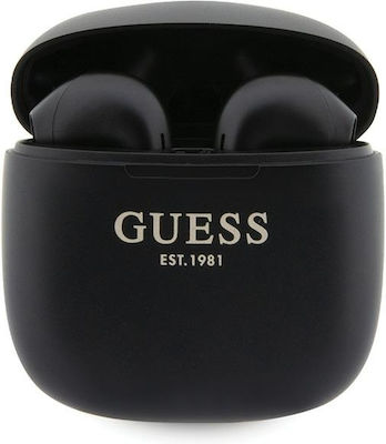 Guess Script Logo Ohrstöpsel Bluetooth-Freisprecheinrichtung Kopfhörer mit Ladeetui Schwara