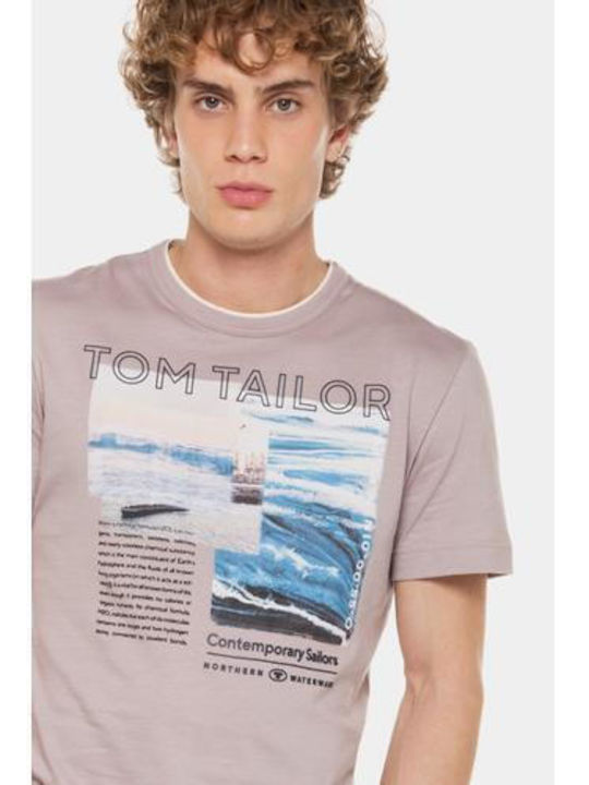 Tom Tailor Ανδρικό T-shirt Κοντομάνικο Ροζ