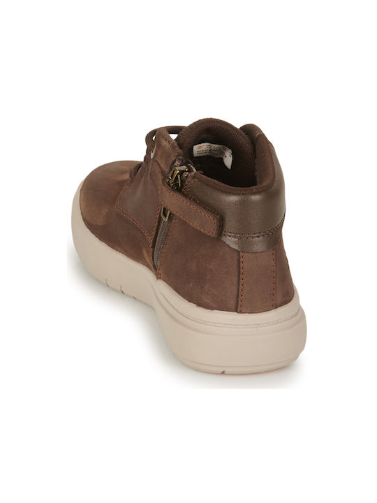 Leather Kids Boots with Laces Brown