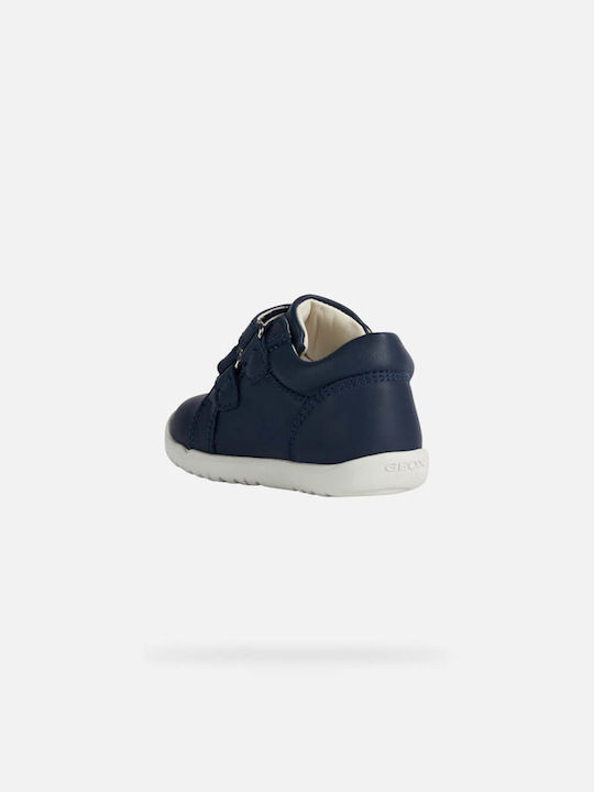 B Macchia Lederne Kinderstiefeletten mit Klettverschluss Marineblau