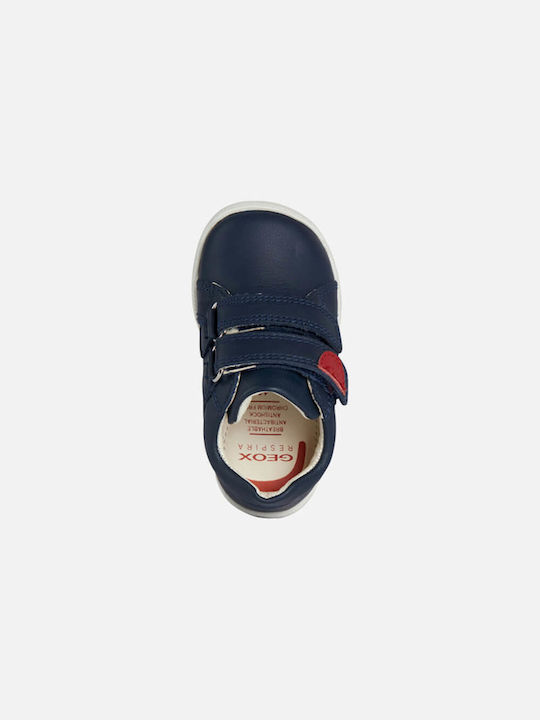 B Macchia Lederne Kinderstiefeletten mit Klettverschluss Marineblau