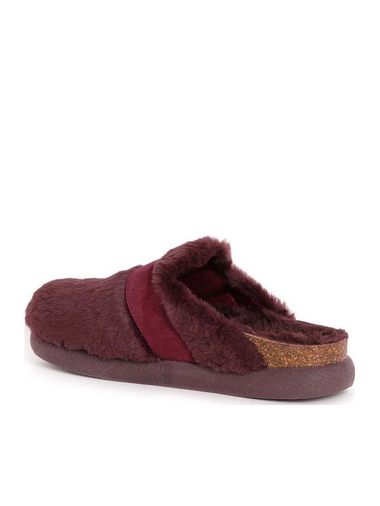 Winter Women's Slippers with Fur Burgundy