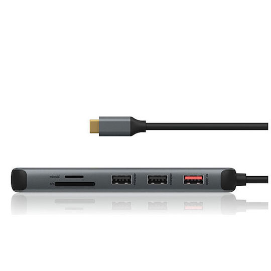 Icy Box IB-DK4060-CPD USB-C Docking Station with HDMI/DisplayPort 4K PD Ethernet and Support for 2 Monitors Gray