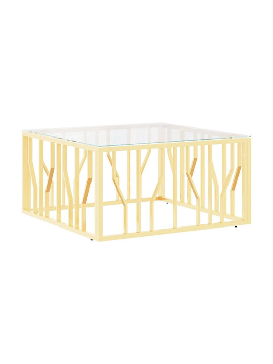 Square Coffee Table Glass Gold L80xW80xH40cm.