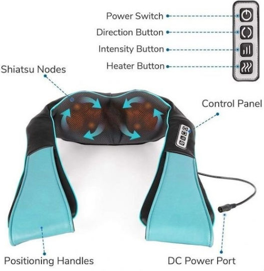 Shiatsu 12V Massage Device Shiatsu for the Neck with Infrared Heat Green