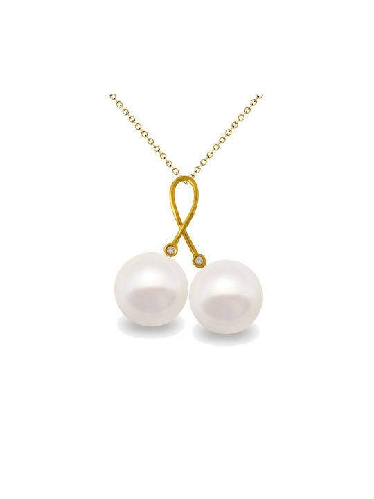 Margaritari Charm from Gold 18k with Pearls & Diamond